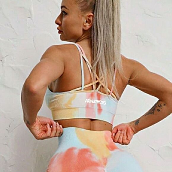 Seamless Womens Sports Bra stretchy Tie Dye Y2k - Picture 3 of 8